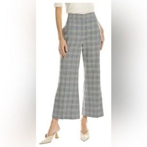 Rebecca Taylor Pants Cropped Fit and Flair Gray Wool Blend Plaid size 4 NEW